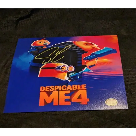 Steve Carell autographed Minions photo with signed Despicable Me 4 poster for fans