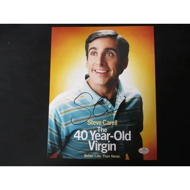 Steve Carell signed 8x10 photo with VSA COA authentication featuring The 40-Year-Old Virgin poster