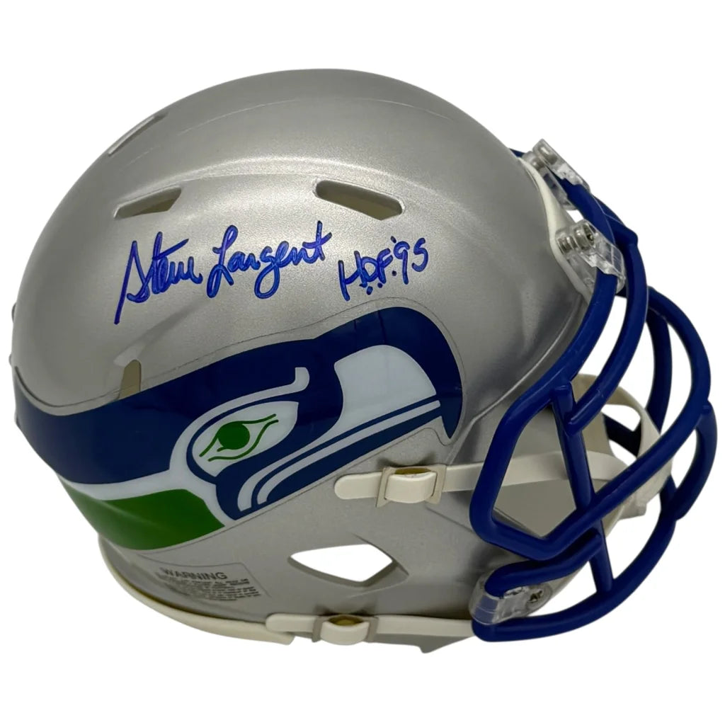 Steve Largent autographed Seattle Seahawks throwback mini helmet with HOF 95