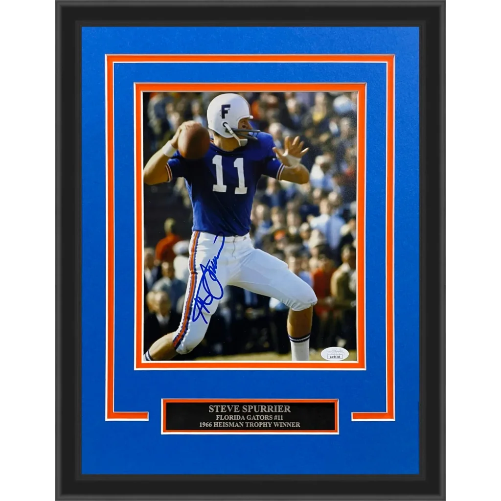Framed 8x10 photo of Steve Spurrier in Florida Gators jersey, autographed