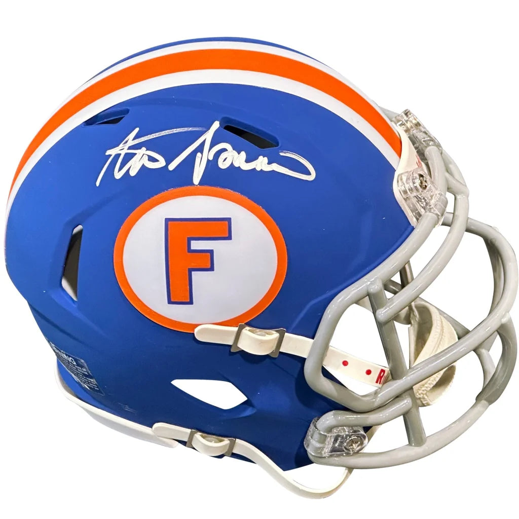 Steve Spurrier autographed blue throwback Florida Gators mini helmet