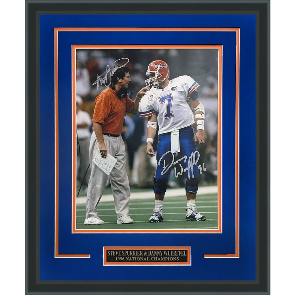 Autographed Steve Spurrier and Danny Wuerffel Florida Gators deluxe framed 11x14 photo