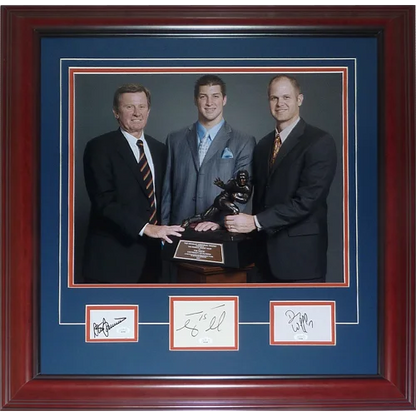 Steve Spurrier, Danny Wuerffel and Tim Tebow autographed Florida Gators deluxe framed photo