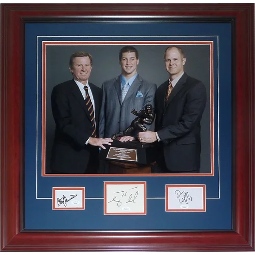Steve Spurrier, Danny Wuerffel and Tim Tebow autographed Florida Gators deluxe framed photo