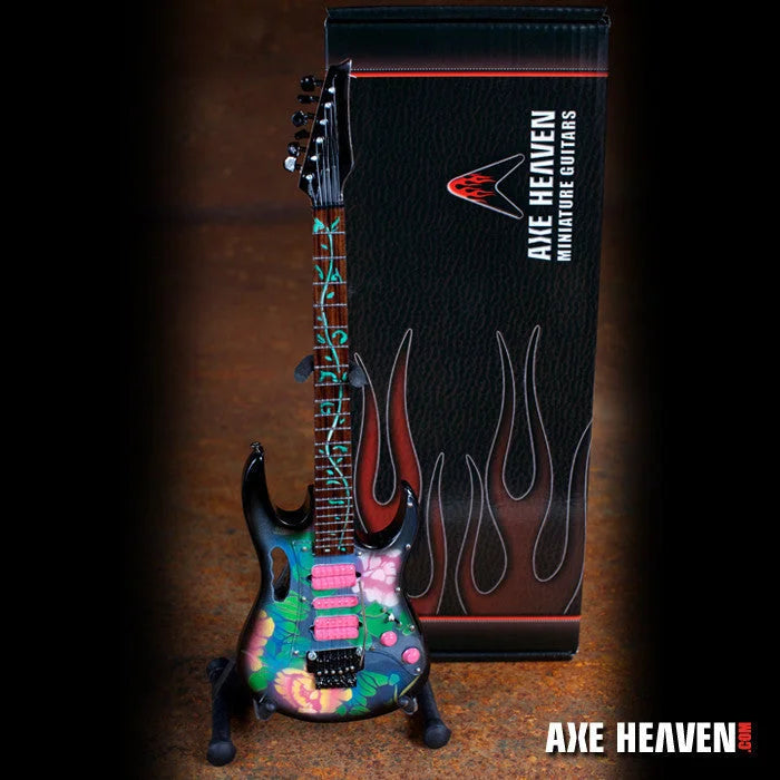 Colorful Steve Vai Axe Heaven® guitar miniature with floral design