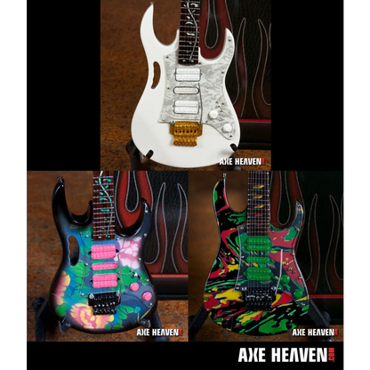 White Steve Vai Axe Heaven® guitar miniature with gold hardware