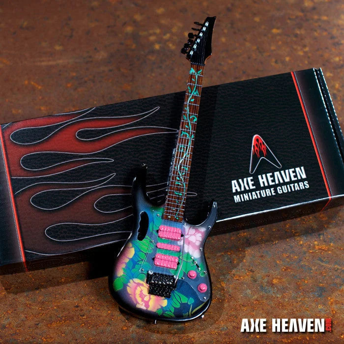 Steve Vai Lotus Flower miniature guitar replica by Axe Heaven® with floral design