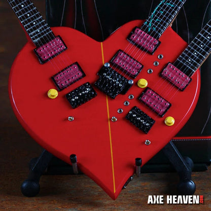 Red heart-shaped Steve Vai Axe Heaven miniature guitar replica