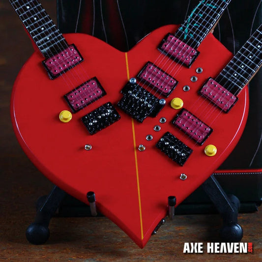 Red heart-shaped Steve Vai Axe Heaven miniature guitar replica
