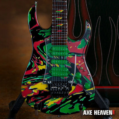 Steve Vai Universe Swirl Axe Heaven® miniature guitar replica in reds and greens
