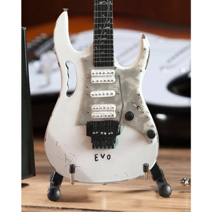 Steve Vai White EVO Mini Guitar by Axe Heaven with adjustable A-frame stand