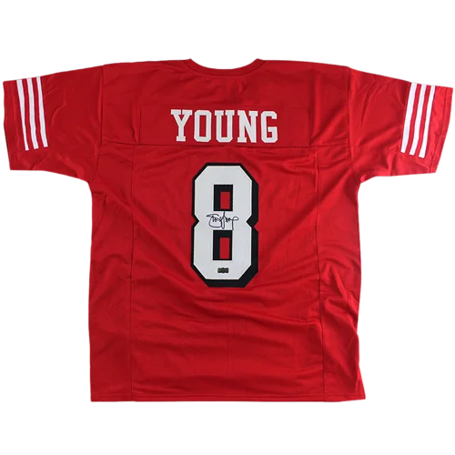 Steve Young autographed San Francisco red custom jersey with number 8