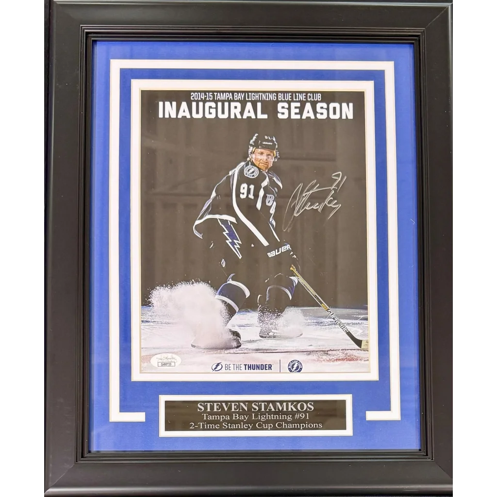 Deluxe framed 8x10 photo of Steven Stamkos signed Tampa Bay Lightning memorabilia