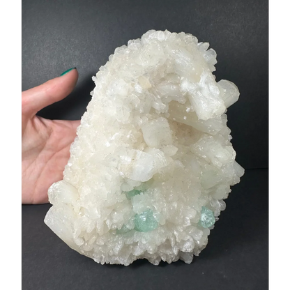 Stilbite with green apophyllite and mordenite on matrix crystal
