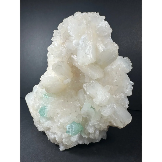 Stilbite with green apophyllite and mordenite crystal cluster on matrix