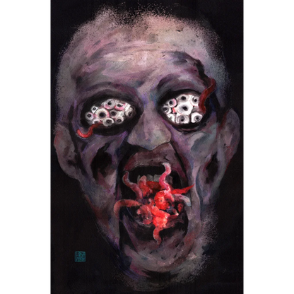 Storm Brings Terror zombie mask with mechanical eyes and red worms