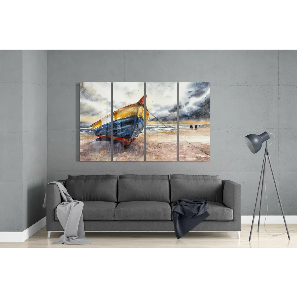 Stormy Beach Sailboat Glass Wall Art Multi Panel Set