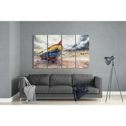 Stormy Beach Sailboat Glass Wall Art Multi Panel Set