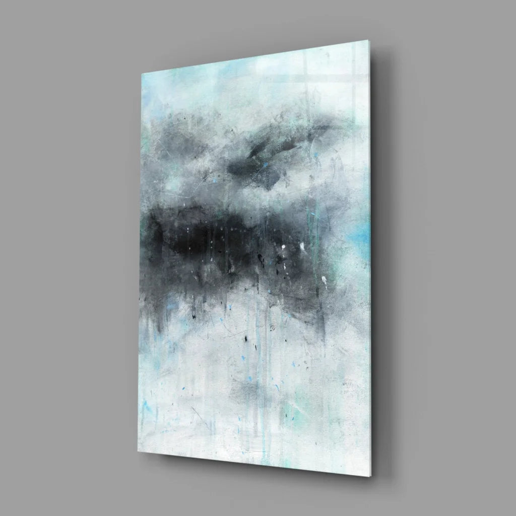 Stormy Teal abstract canvas wall art with textured brushstrokes in gray and black