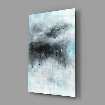 Stormy Teal abstract canvas wall art with textured brushstrokes in gray and black