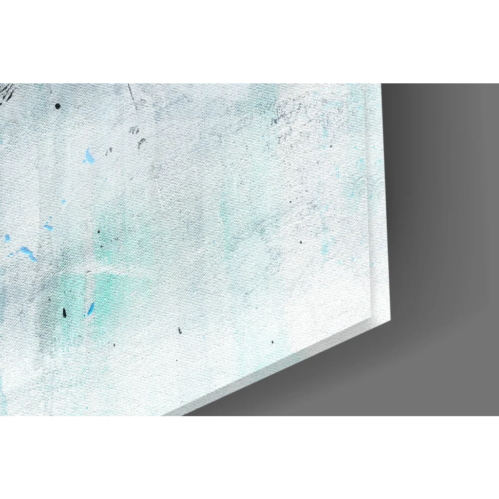 Stormy Teal abstract canvas wall art with textured blue-white splashes