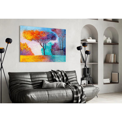 Vibrant Abstract Landscape Wall Art with Bold Sunset Colors | Contemporary Home Wall Art | vintageantiquesgifts.com