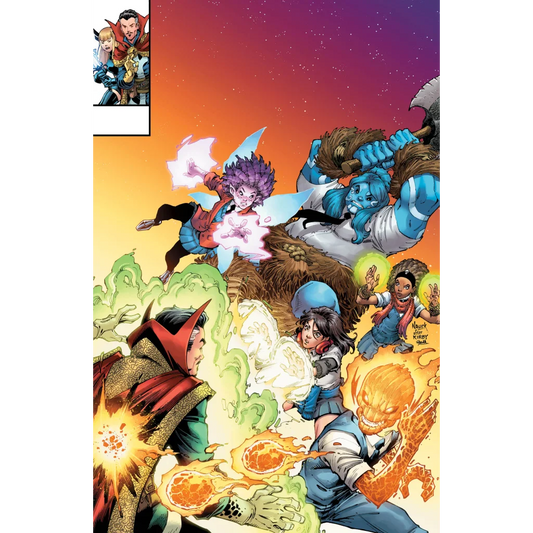 Colorful Strange Academy Issue 7 variant cover with Doctor Strange and magical characters