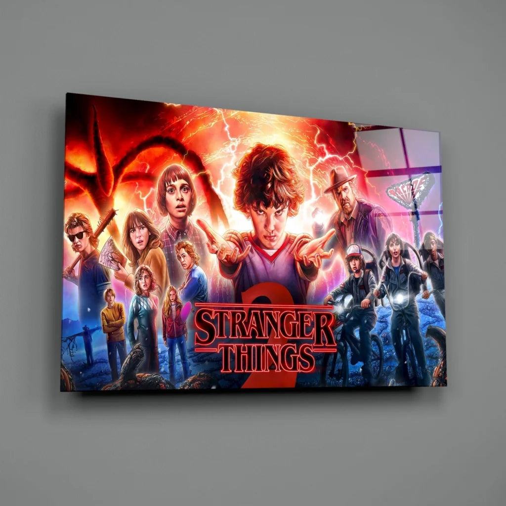 Stranger Things canvas wall art with fiery lightning glow