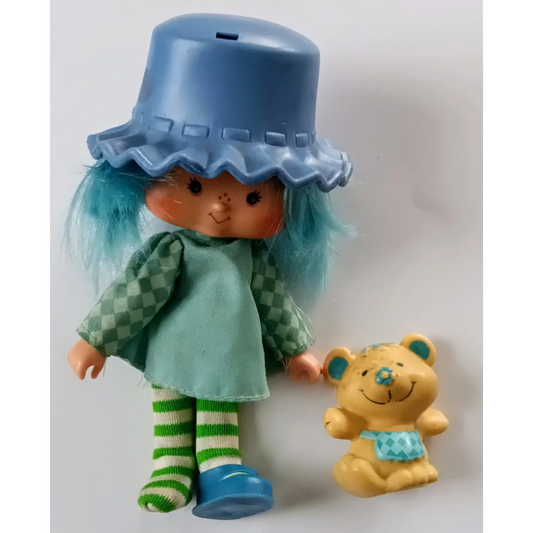 Vintage Strawberry Shortcake Blueberry Muffin doll in blue bucket hat