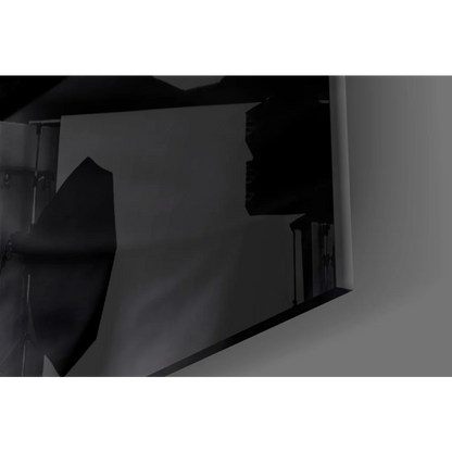 Striking Green Eyed Batman glass wall art with black leather wallet chain