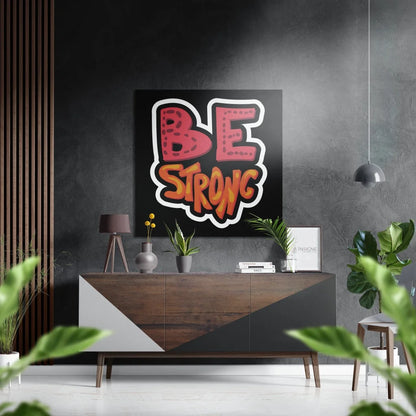 Fiery be strong graffiti art on brushed aluminium dibond