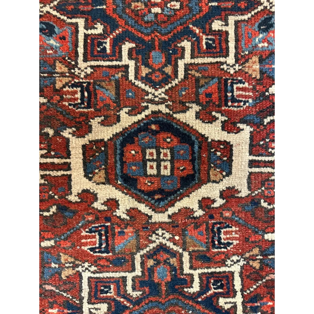 Stunning 1900s Persian Karaja rug with rich jewel tone patterns