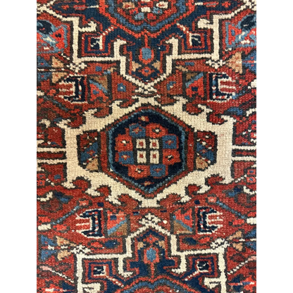 Stunning 1900s Persian Karaja rug with rich jewel tone patterns