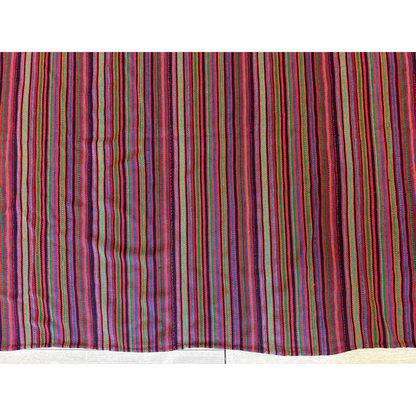 Vibrant antique Persian square rug with bold multicolored stripes