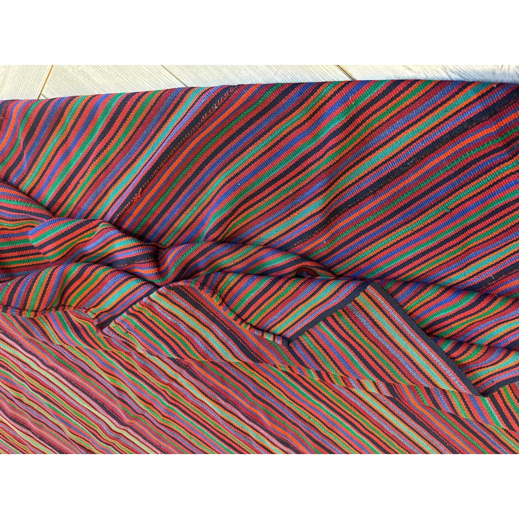 Vibrant 1920s antique Persian square rug with bold multicolored stripes