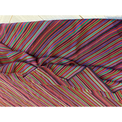 Vibrant 1920s antique Persian square rug with bold multicolored stripes