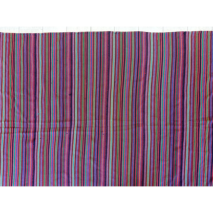 Vibrant 1920s antique Persian square rug with bold striped purples and pinks
