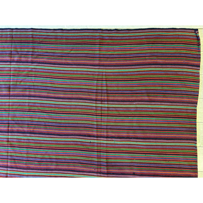 Stunning 1920s antique Persian square rug in bold purple, green, red, brown stripes