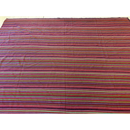 Stunning 1920s antique Persian square rug with bold red, purple, beige stripes
