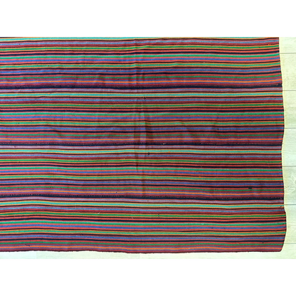 Vibrant 1920s antique Persian square rug with bold striped earthy tones