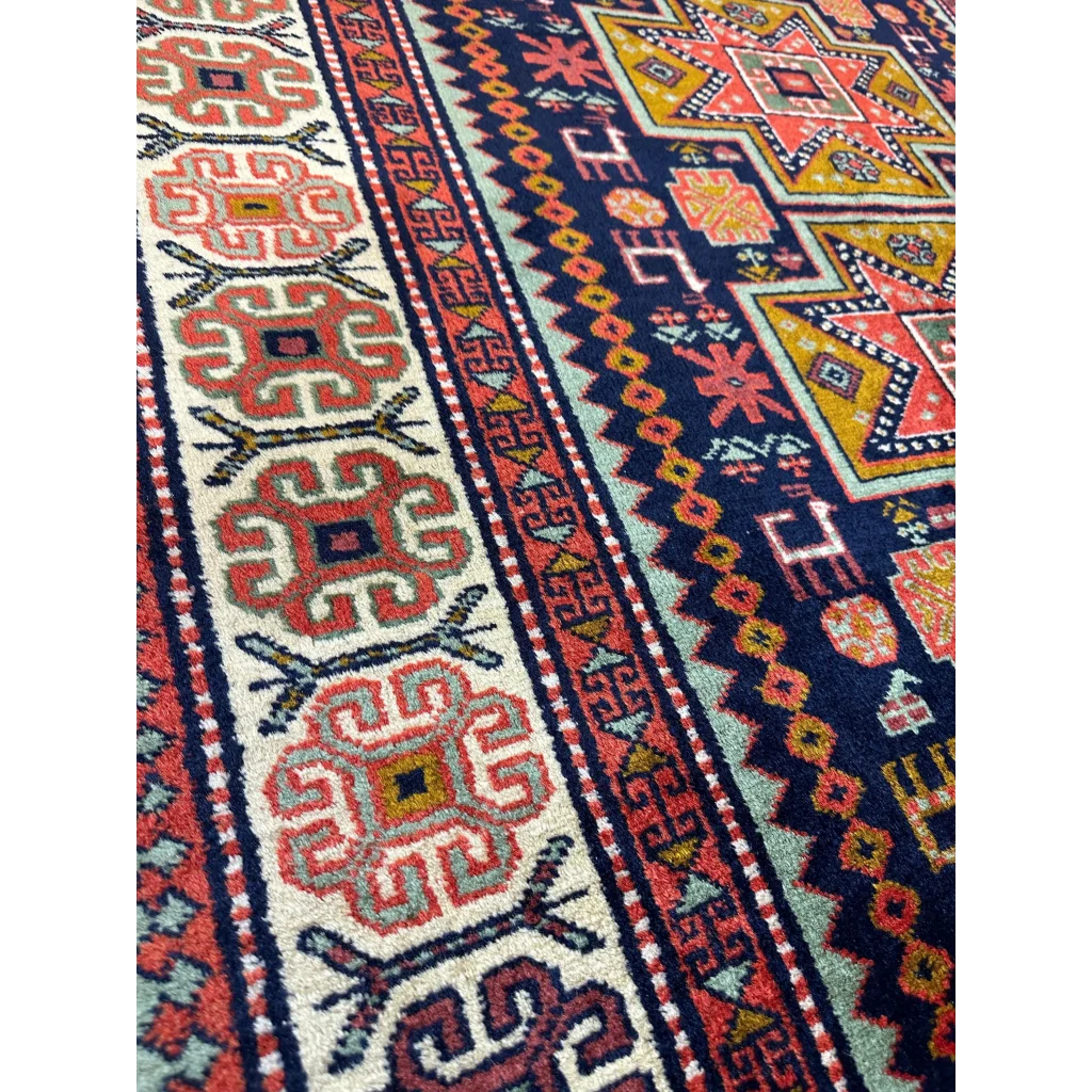 Stunning 1960s Armenian Karabakh Artsakh handwoven rug with intricate motifs