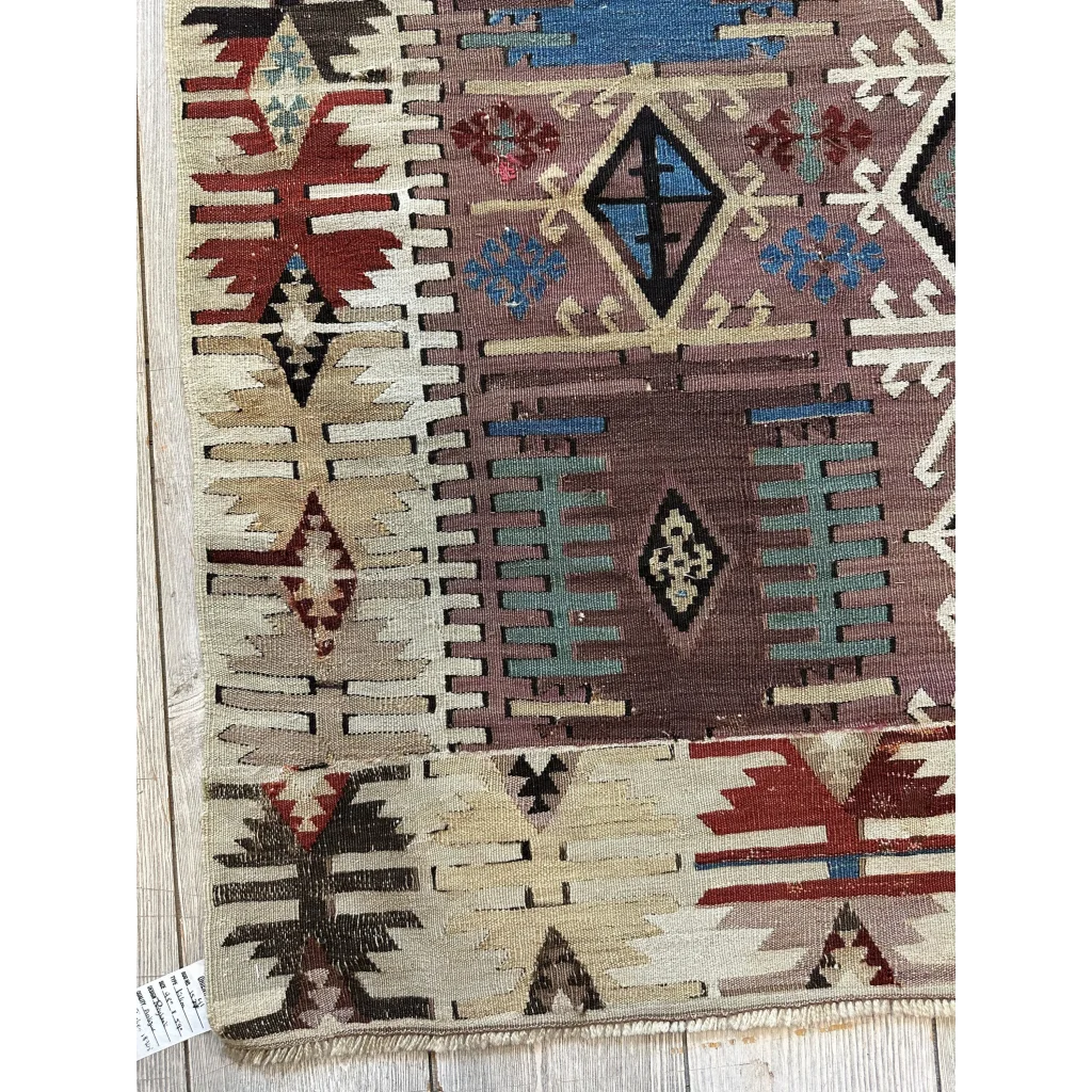 Vintage 19th century Turkish Reyhanli kilim rug with geometric patterns
