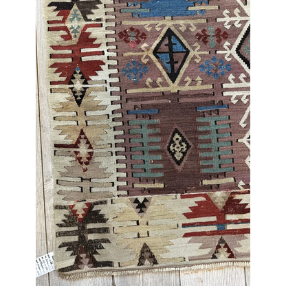 Vintage 19th century Turkish Reyhanli kilim rug with geometric patterns
