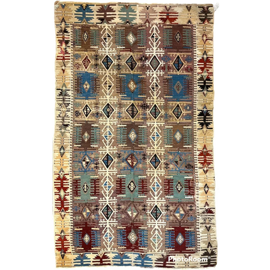 Vintage 19th century Turkish Reyhanli kilim rug in earthy tones