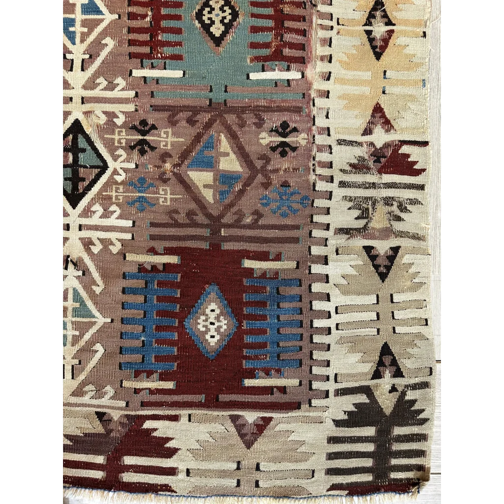 Stunning 19th century Turkish Reyhanli kilim rug with geometric patterns