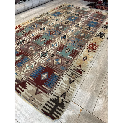 Stunning 19th century Turkish Reyhanli kilim rug with geometric patterns