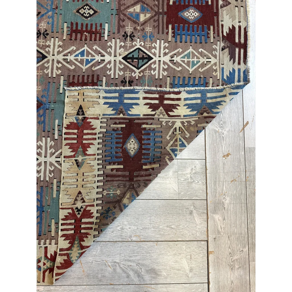 Vintage 19th century Turkish Reyhanli kilim rug with geometric patterns
