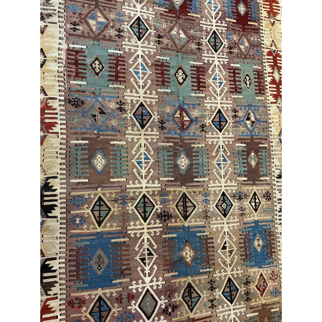 19th century Turkish Reyhanli kilim rug with geometric patterns