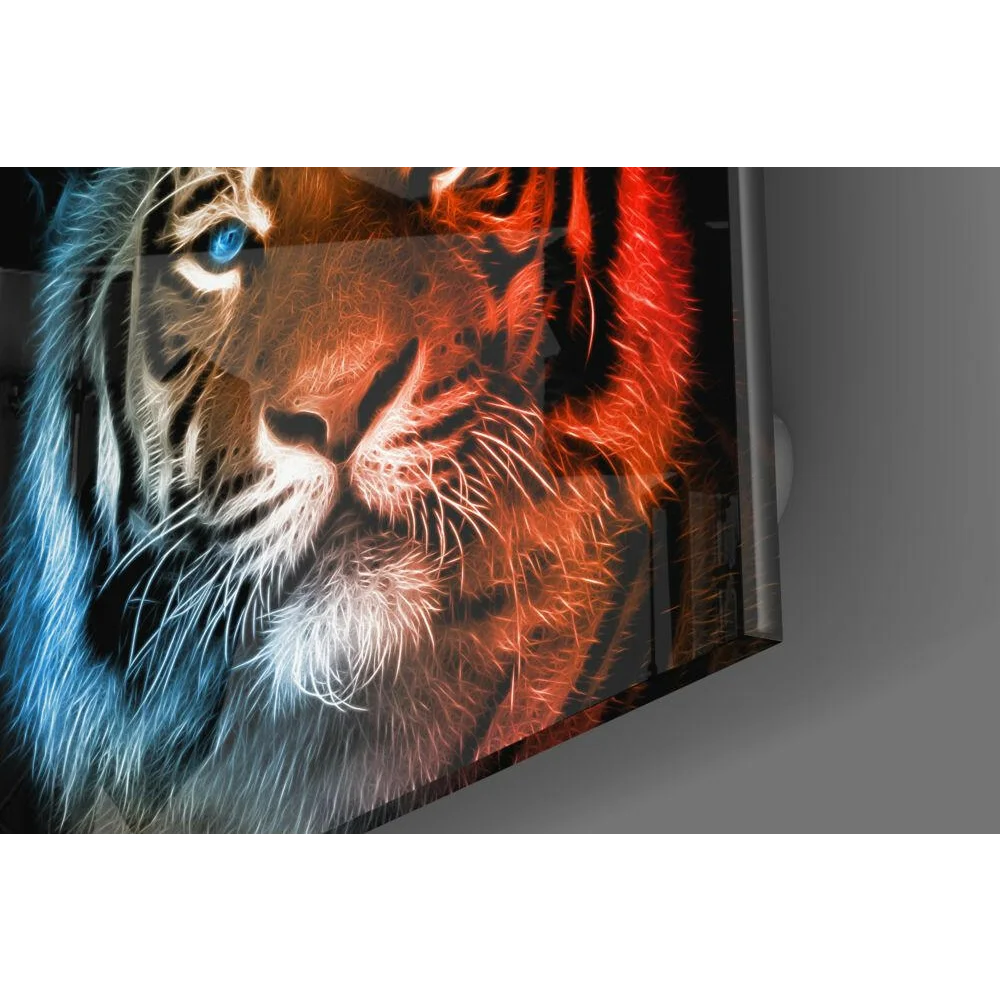 Stunning 3D illuminated tiger glass wall art that glows