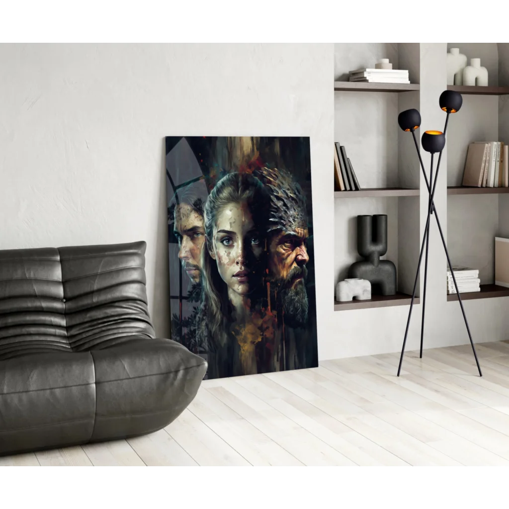 Stunning black leather bean bag with quilted texture in wall art display